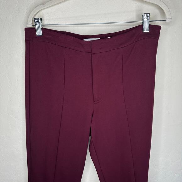 Vince Tapered Stove Pipe Pintuck Seamed Burgundy Ponte Knit Pants Trousers 10 - Picture 4 of 15